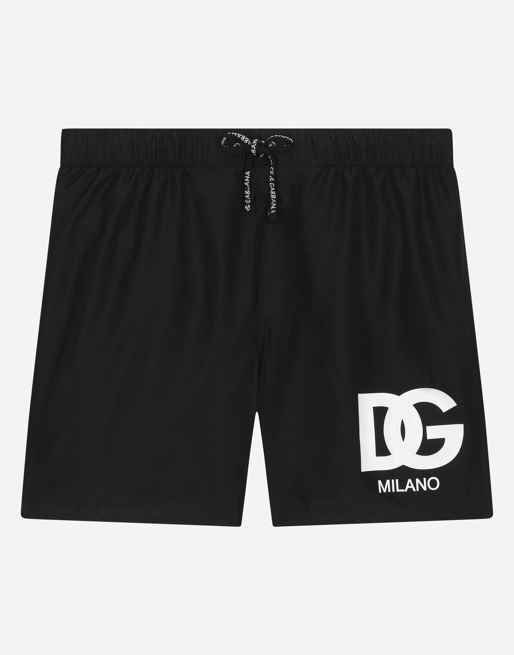 Dolce & Gabbana Kids' Nylon Swim Trunks with DG Milano Logo Print - 1