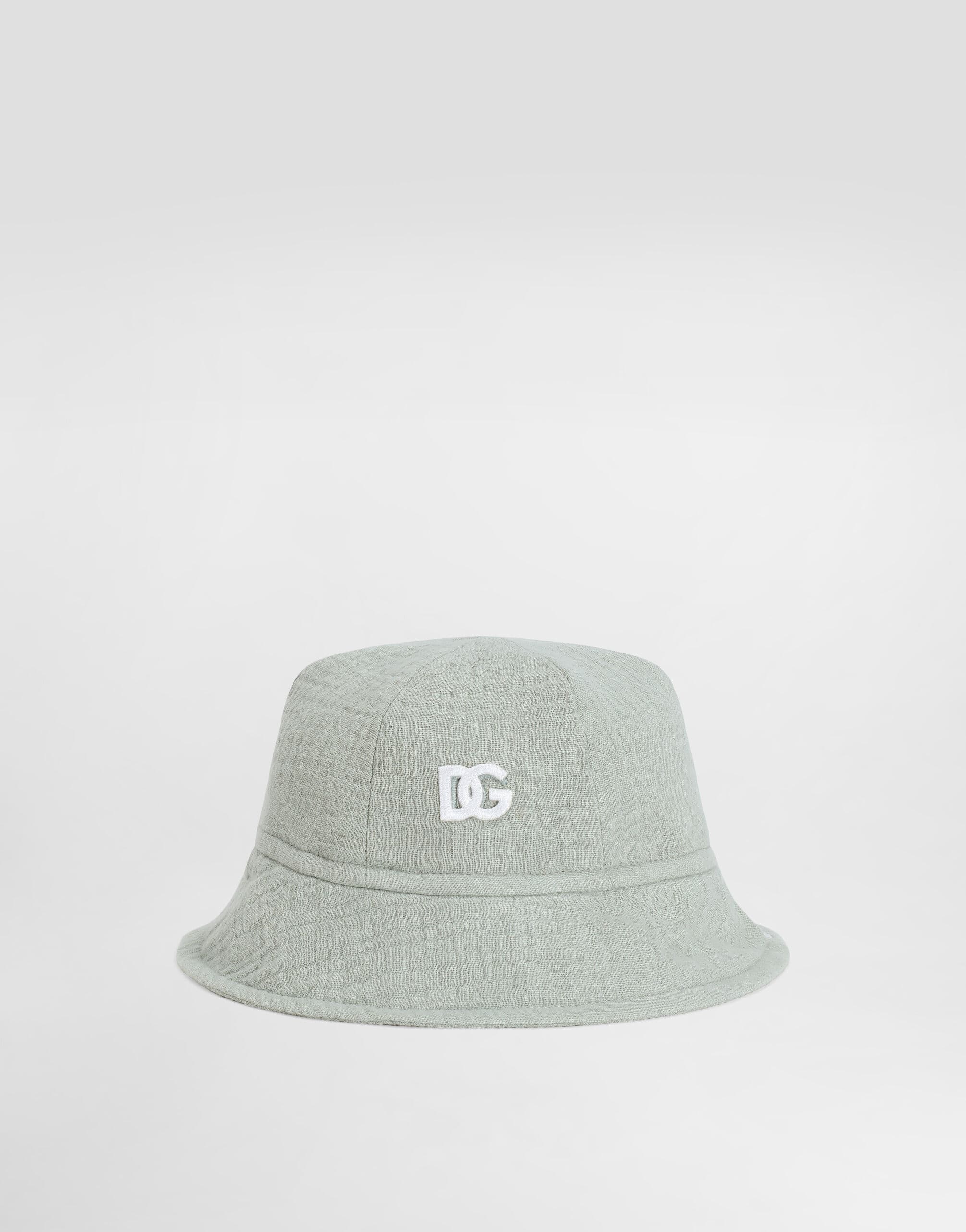 Dolce & Gabbana Kids Cotton Gauze Bucket Hat with DG Embroidery - 1