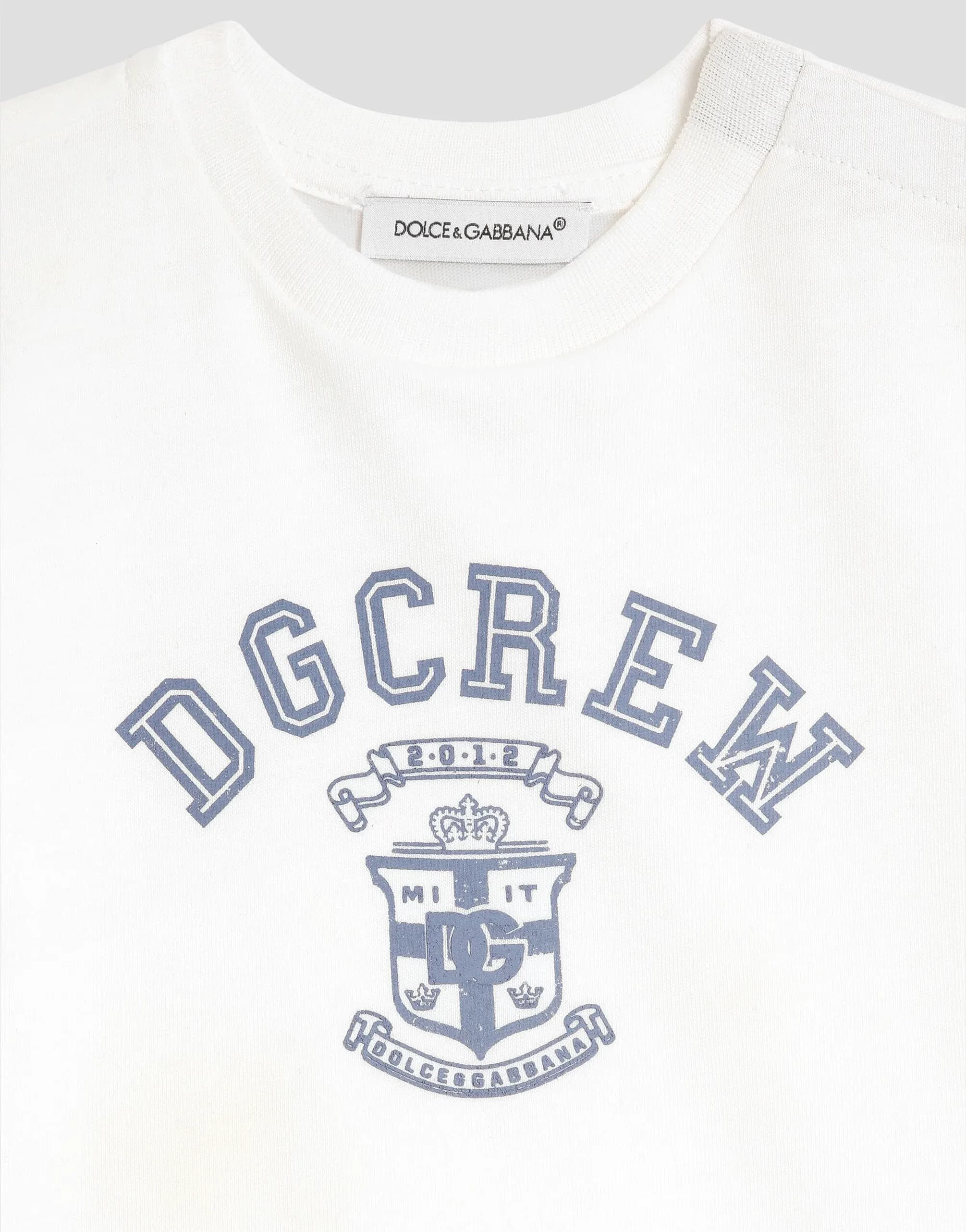 Dolce & Gabbana Kids White Cotton T-Shirt with DG Logo Print - 3