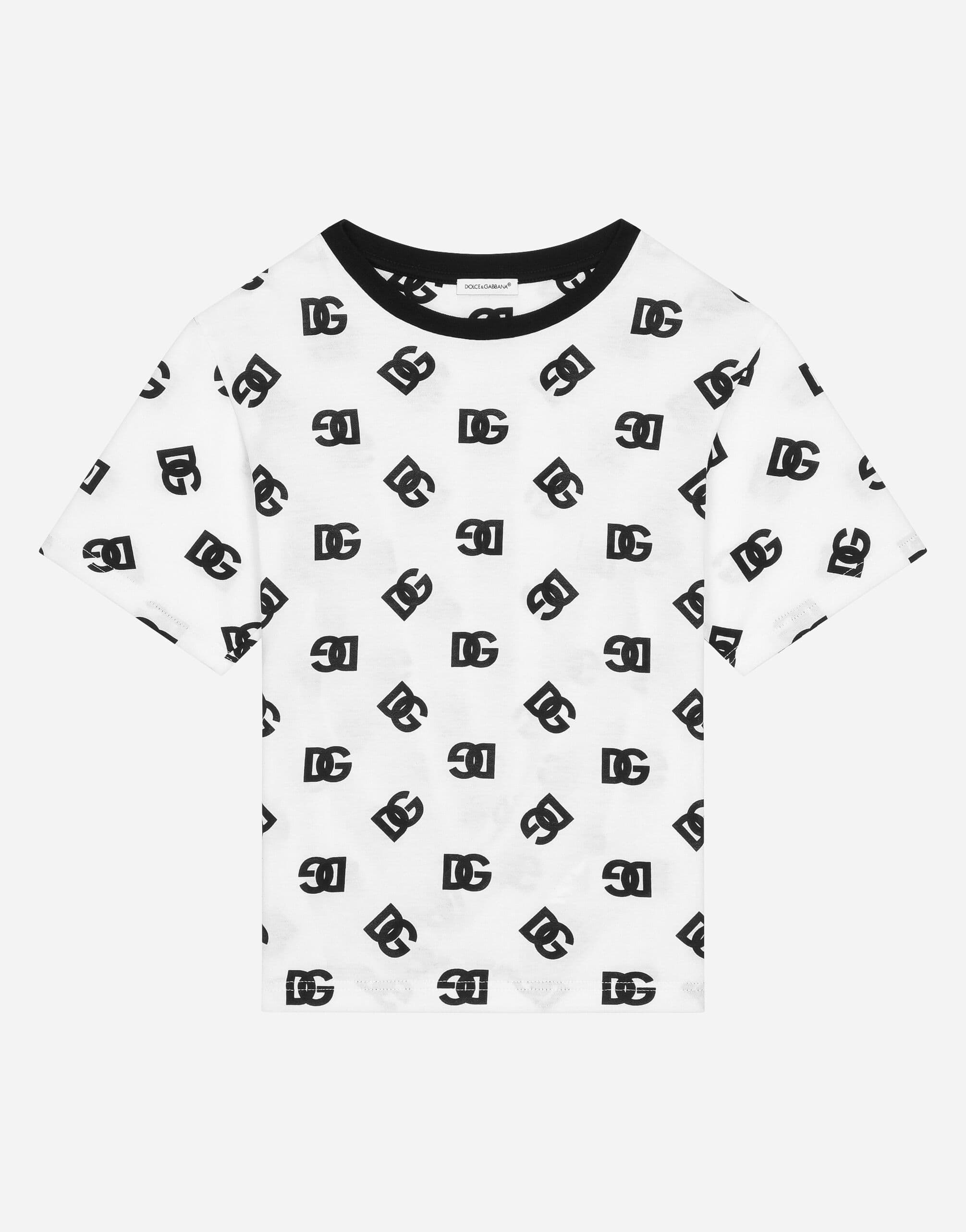 Dolce & Gabbana Kids Jersey T-Shirt with All-Over DG Logo Prints - 1