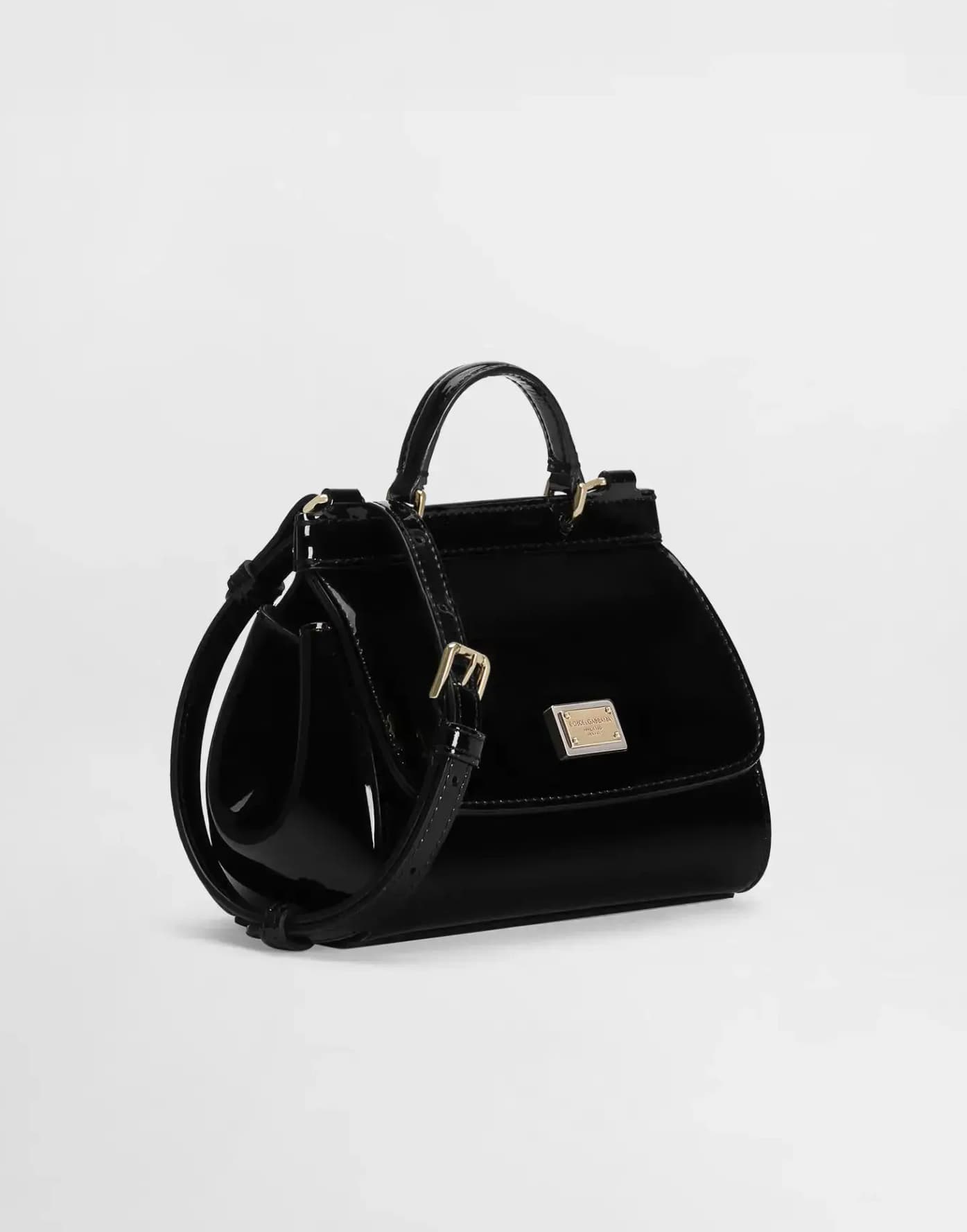Dolce & Gabbana Kids Patent Leather Mini Sicily Bag in Black - 2