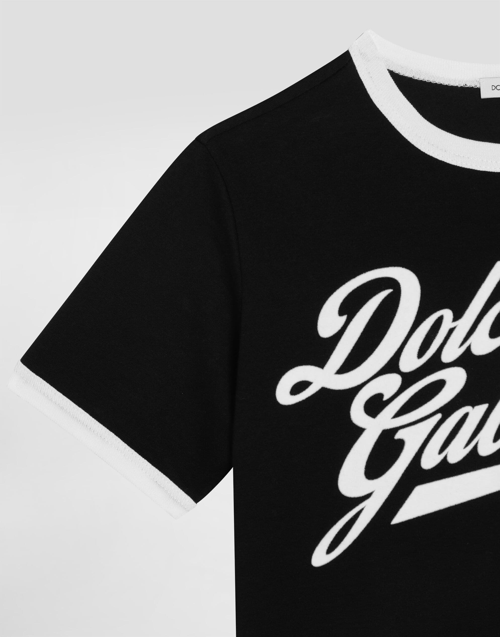 Dolce & Gabbana Kids' Jersey T-Shirt with Dolce&Gabbana Print - 3