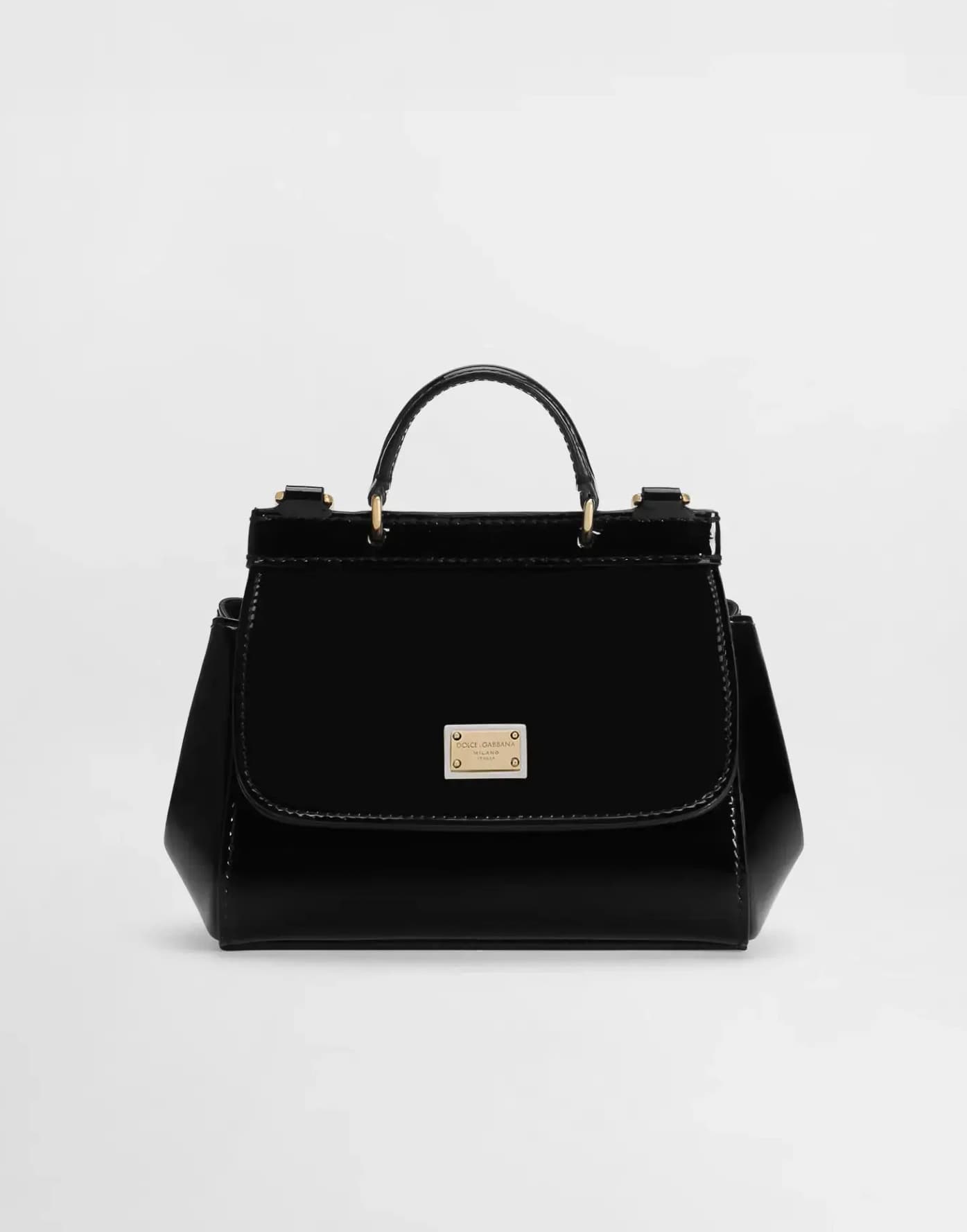Dolce & Gabbana Kids Patent Leather Mini Sicily Bag in Black - 1
