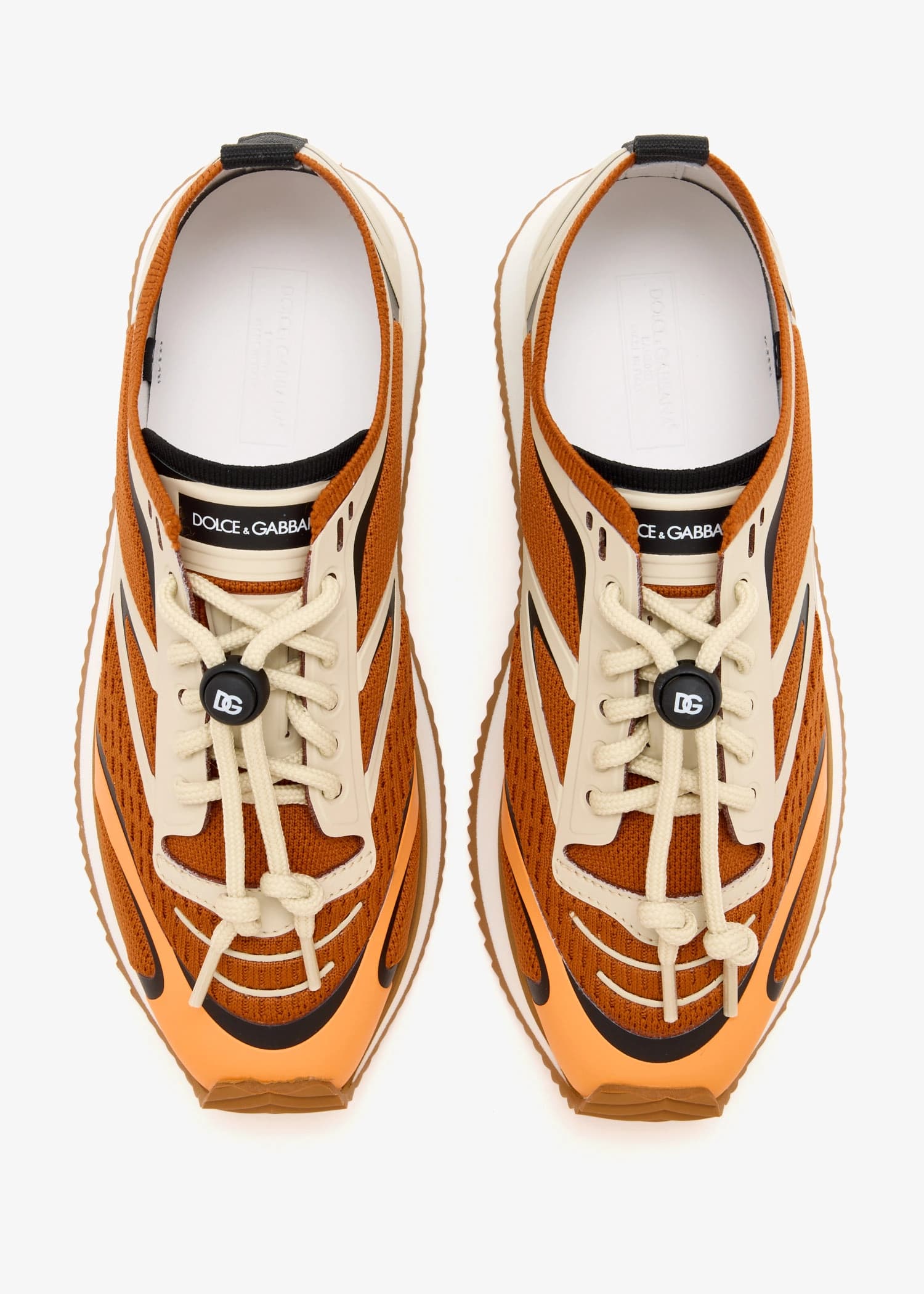 Dolce & Gabbana Kids' Orange Knit Mesh Low-Top Sneakers with DG Logo - 2
