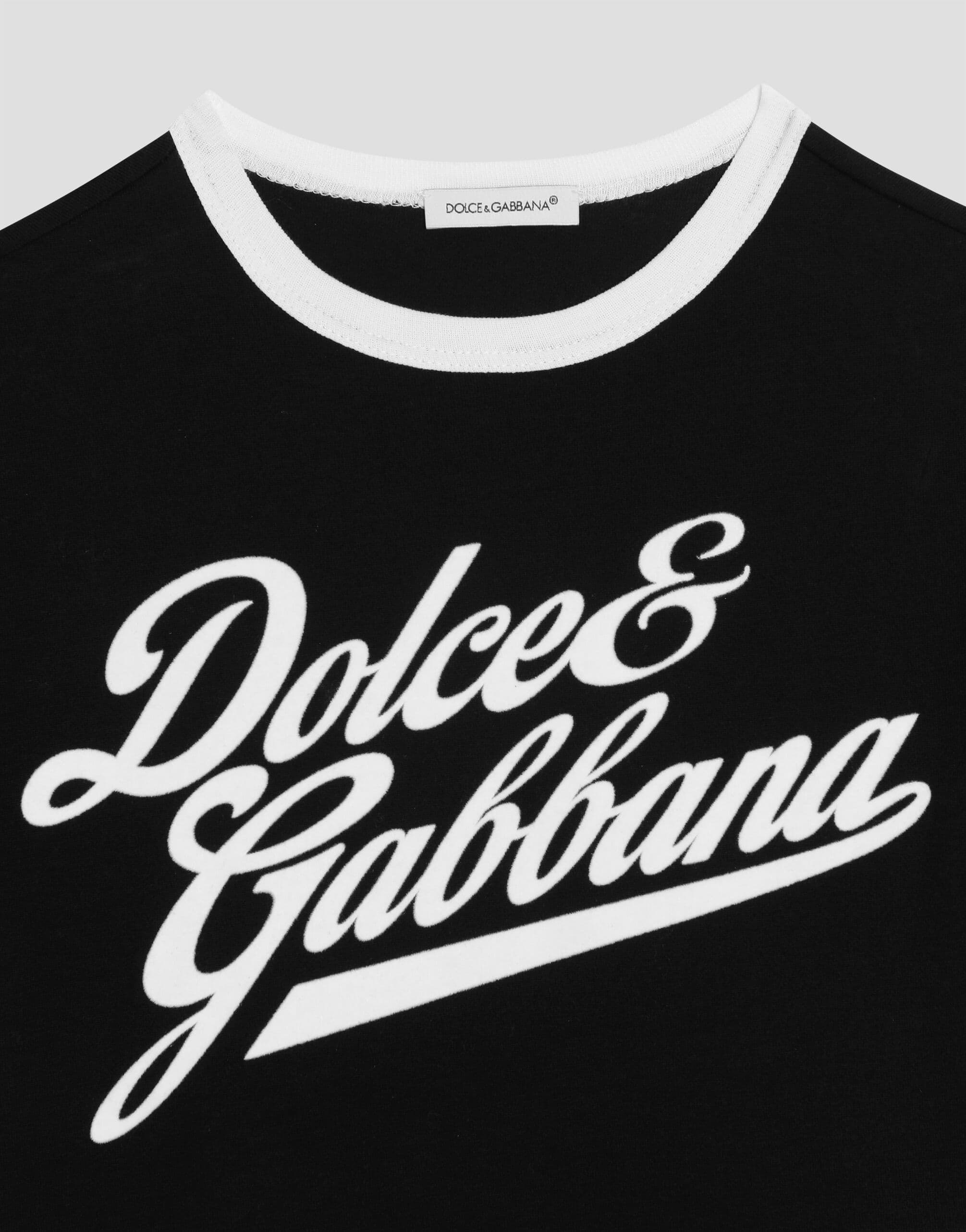 Dolce & Gabbana Kids' Jersey T-Shirt with Dolce&Gabbana Print - 4