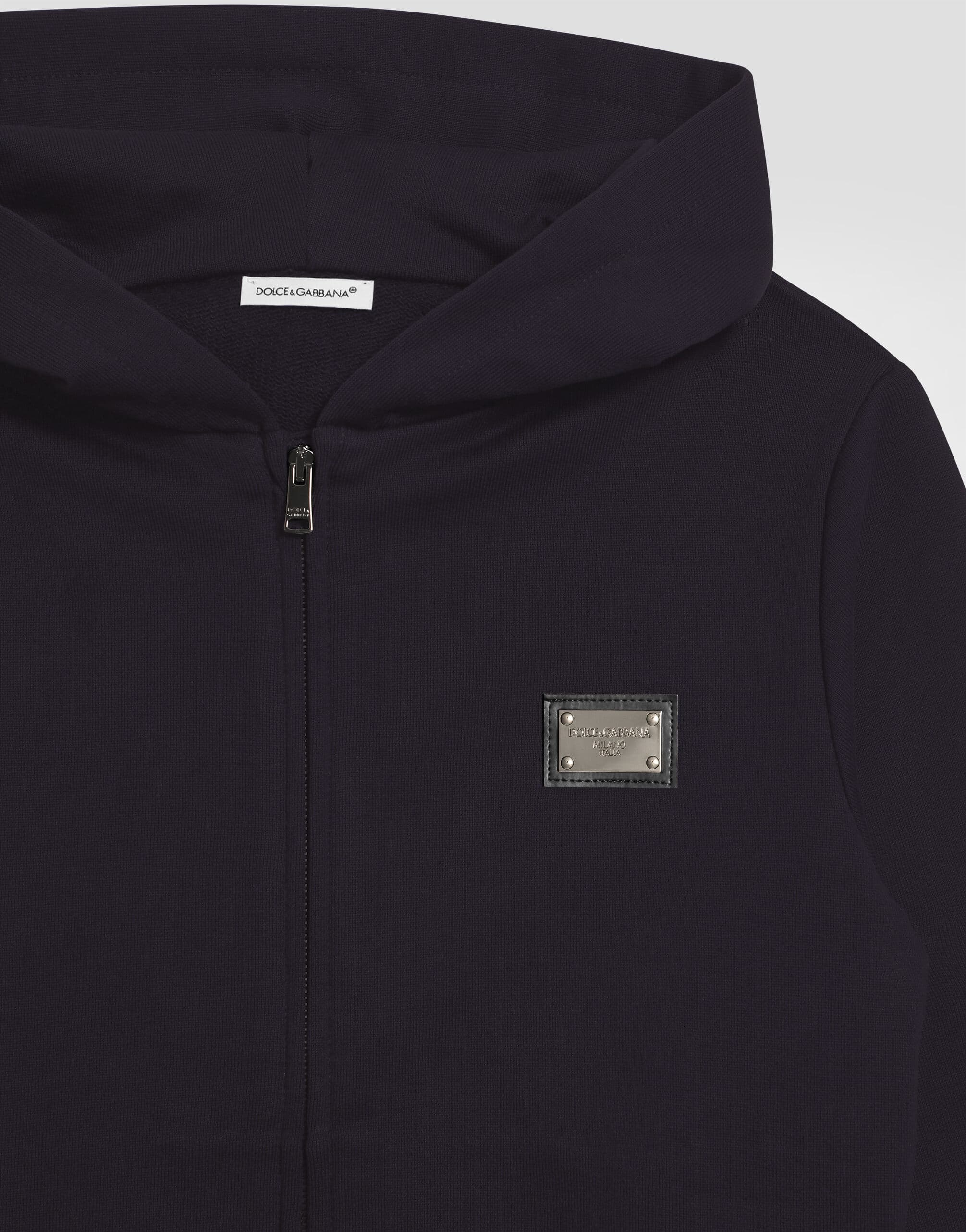 Dolce & Gabbana Kids' Hooded Sweatshirt with Metal Logo Plaque - 3