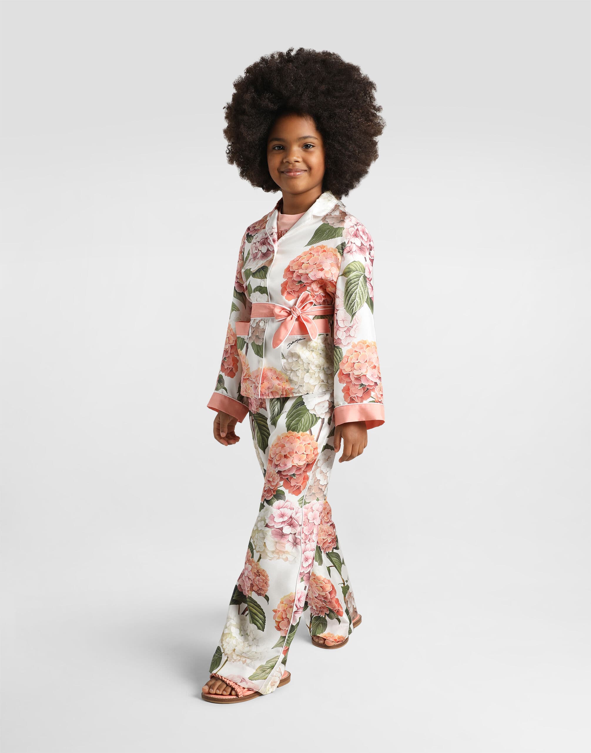 Dolce & Gabbana Kids' Hydrangea-Print Vanity Silk Twill Trousers - 2