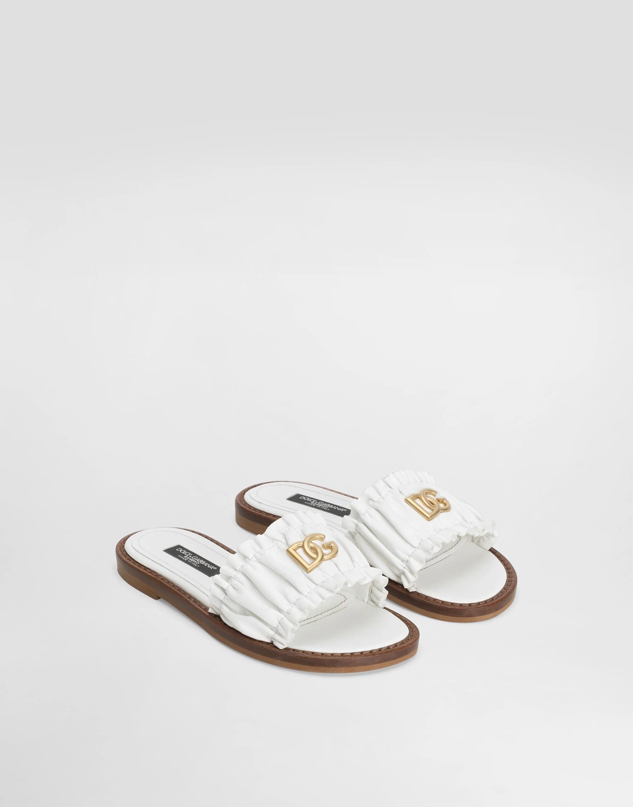 Dolce & Gabbana Kids Nappa Leather Flat Slippers - 5