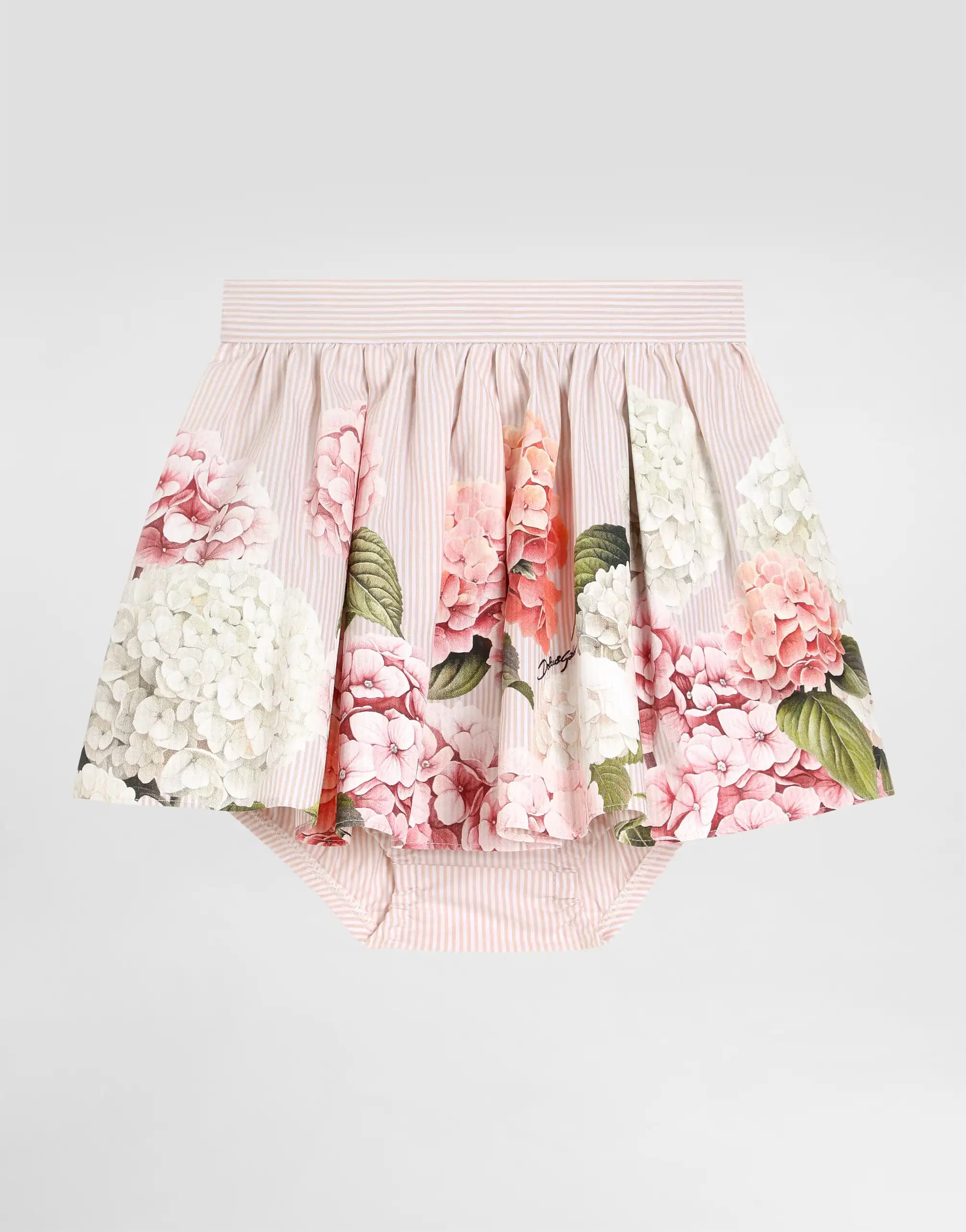 Dolce & Gabbana Kids Hydrangea-Print Canvas Skirt - 1