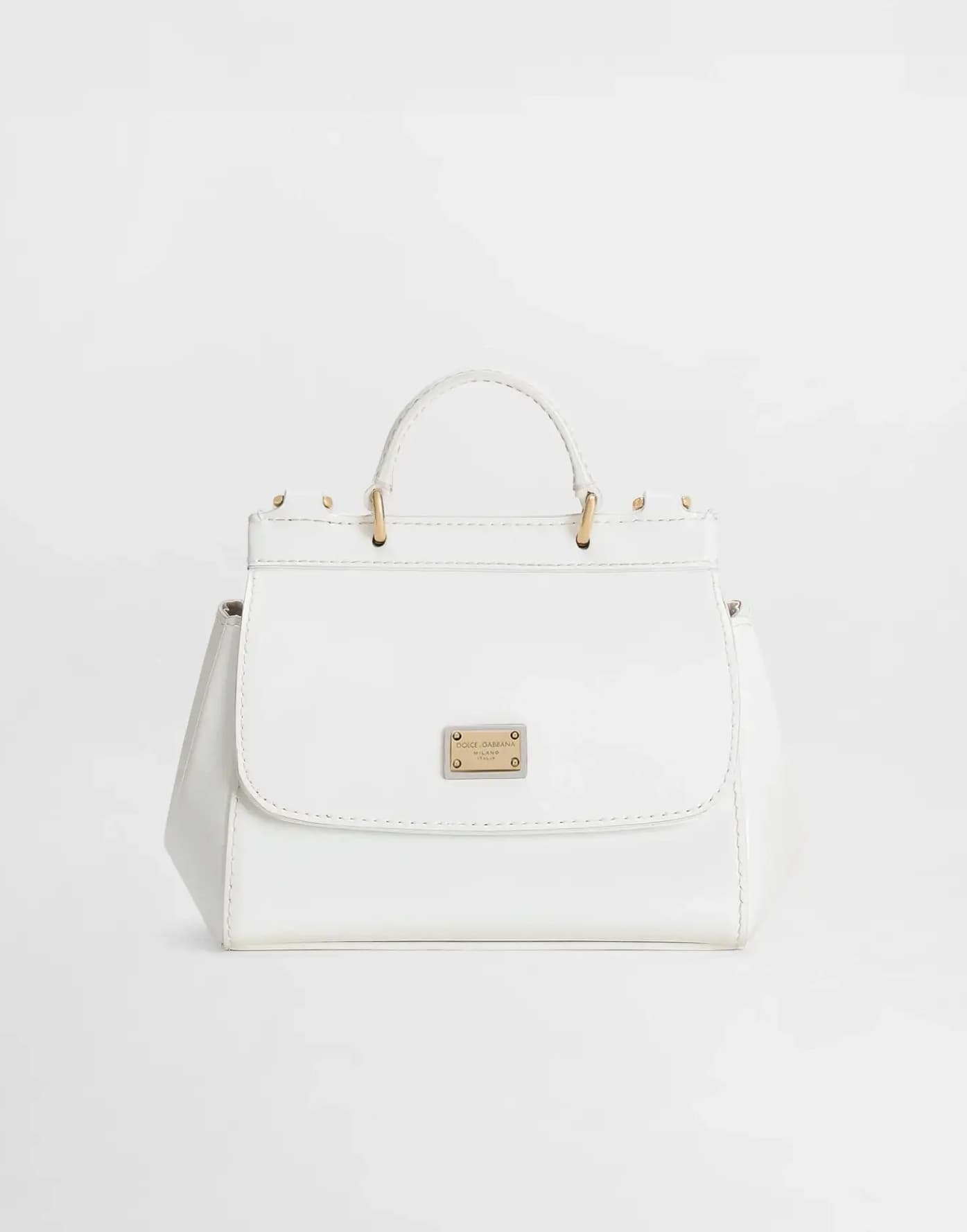Dolce & Gabbana Kids' Patent Leather Mini Sicily Bag in White - 1