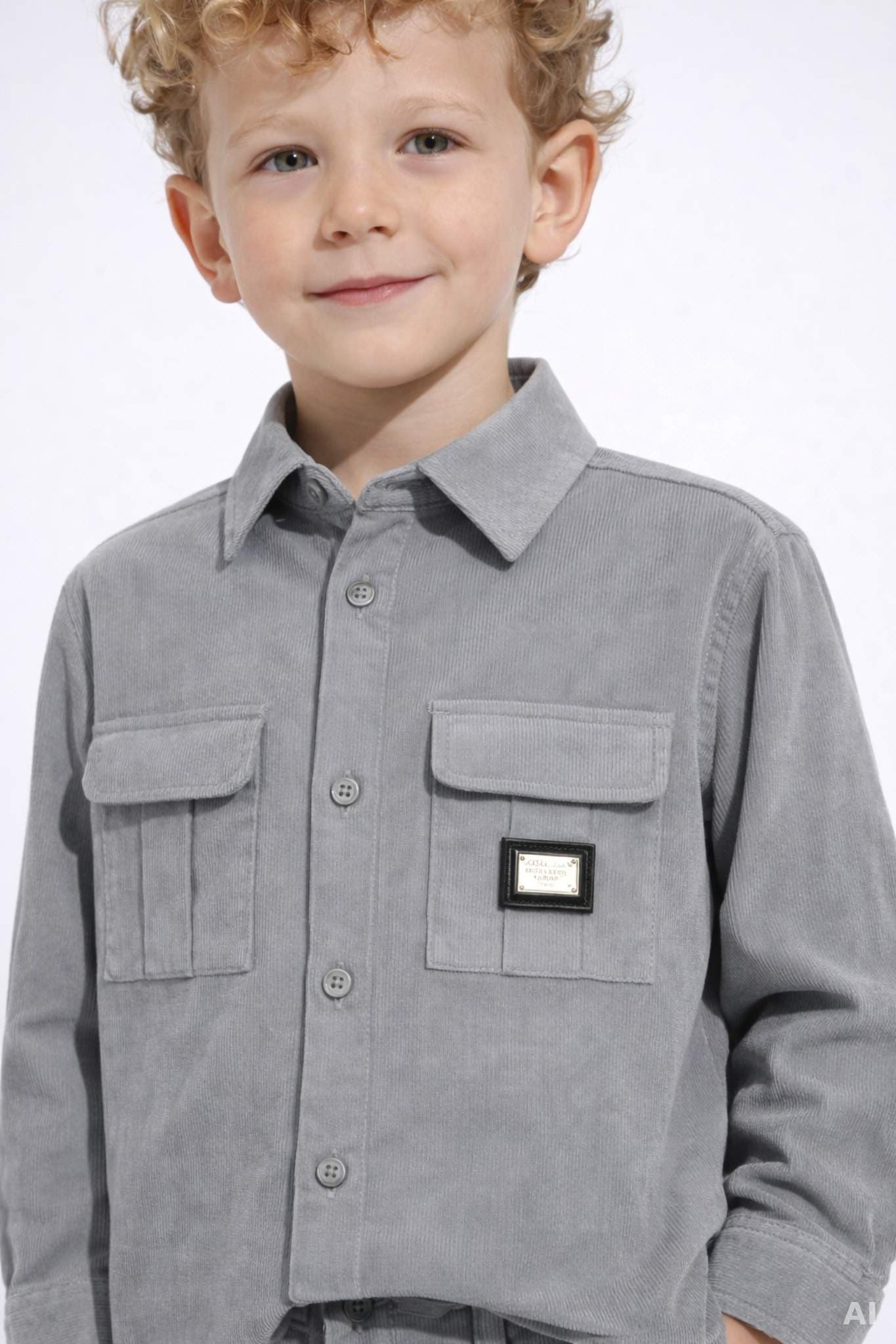 Dolce & Gabbana Kids long-sleeved grey corduroy shirt - 2