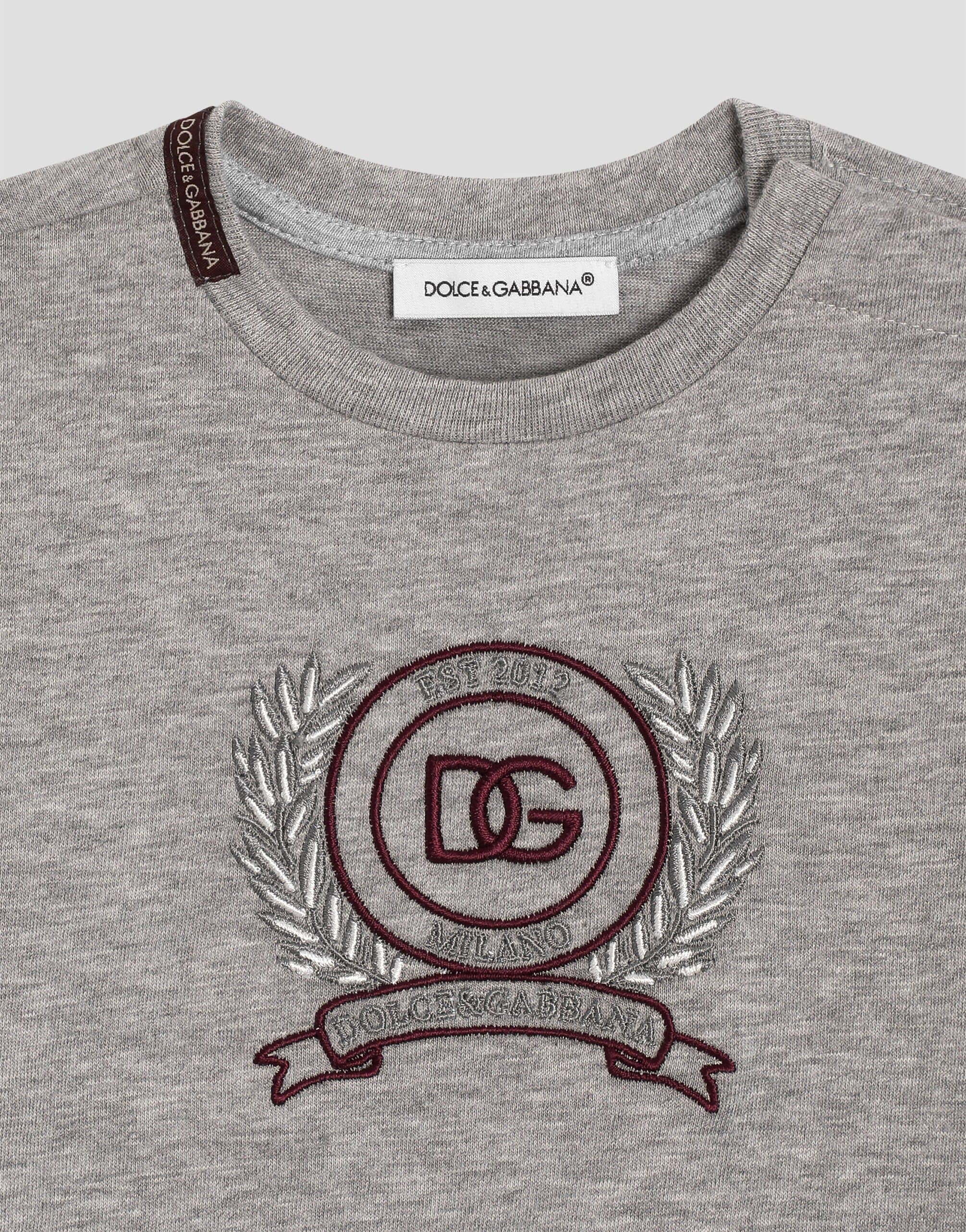 Dolce & Gabbana Kids Bicolour Cotton T-Shirt with Embroidered DG Logo - 3