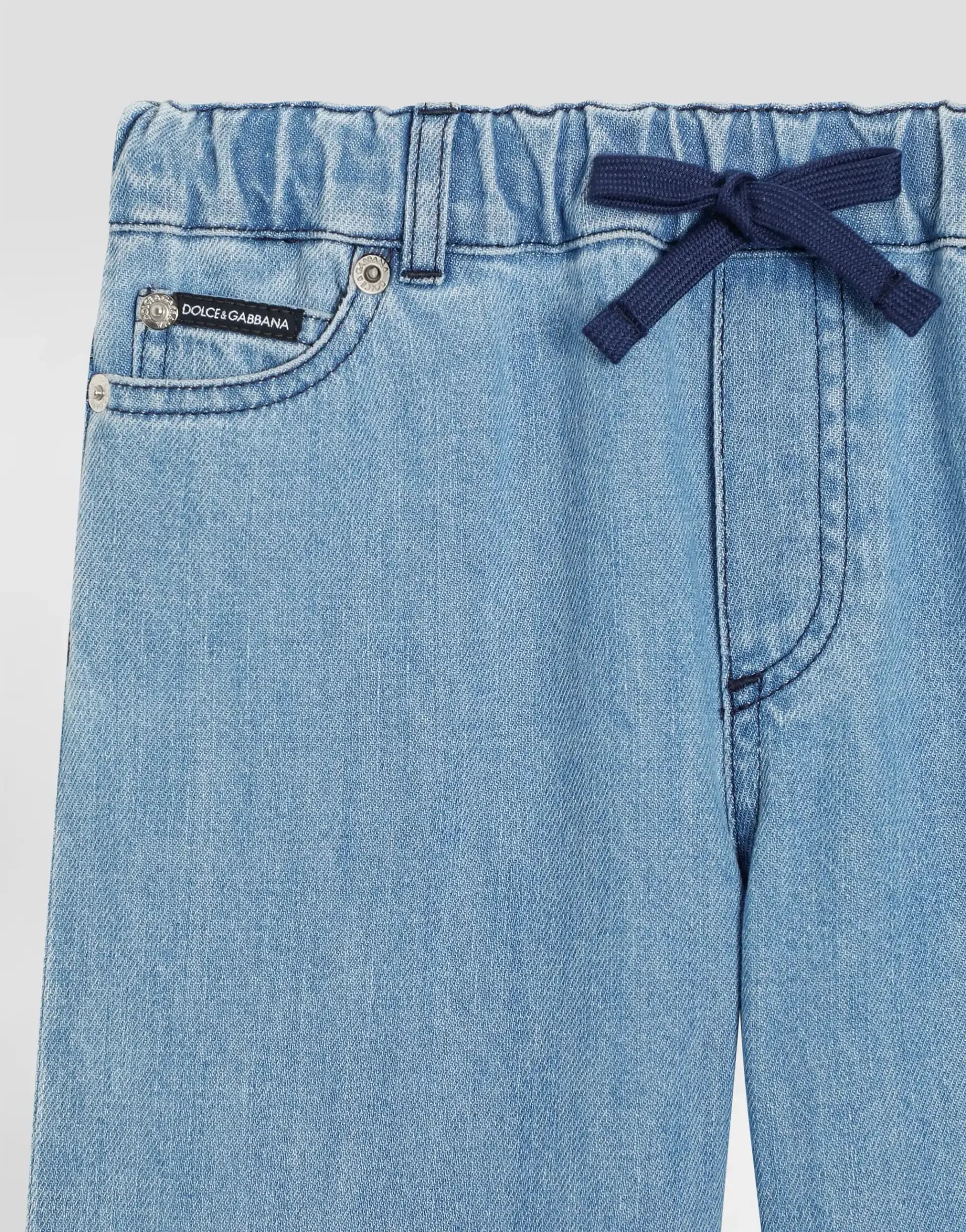 Dolce & Gabbana Kids Blue 5-Pocket Denim Trousers with Logo Plaque - 4