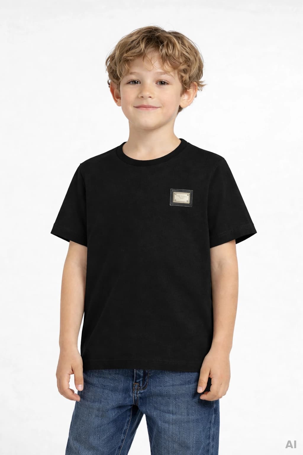 The Dolce & Gabbana Kids Cotton T-Shirt with Metal Logo Plate - 2