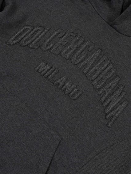 Dolce & Gabbana Kids Melange Hooded Sweatshirt with DG Patch - 3