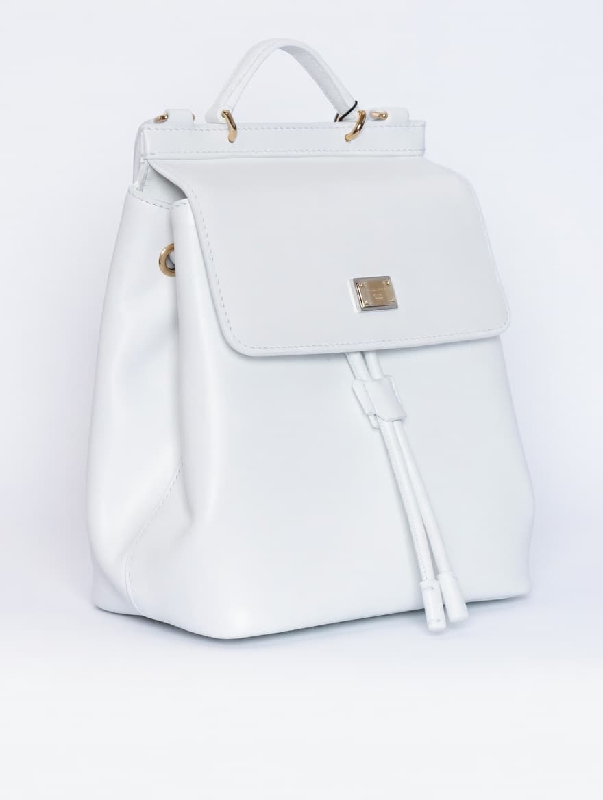Dolce & Gabbana Kids Sicily Calfskin Leather Backpack White - 3