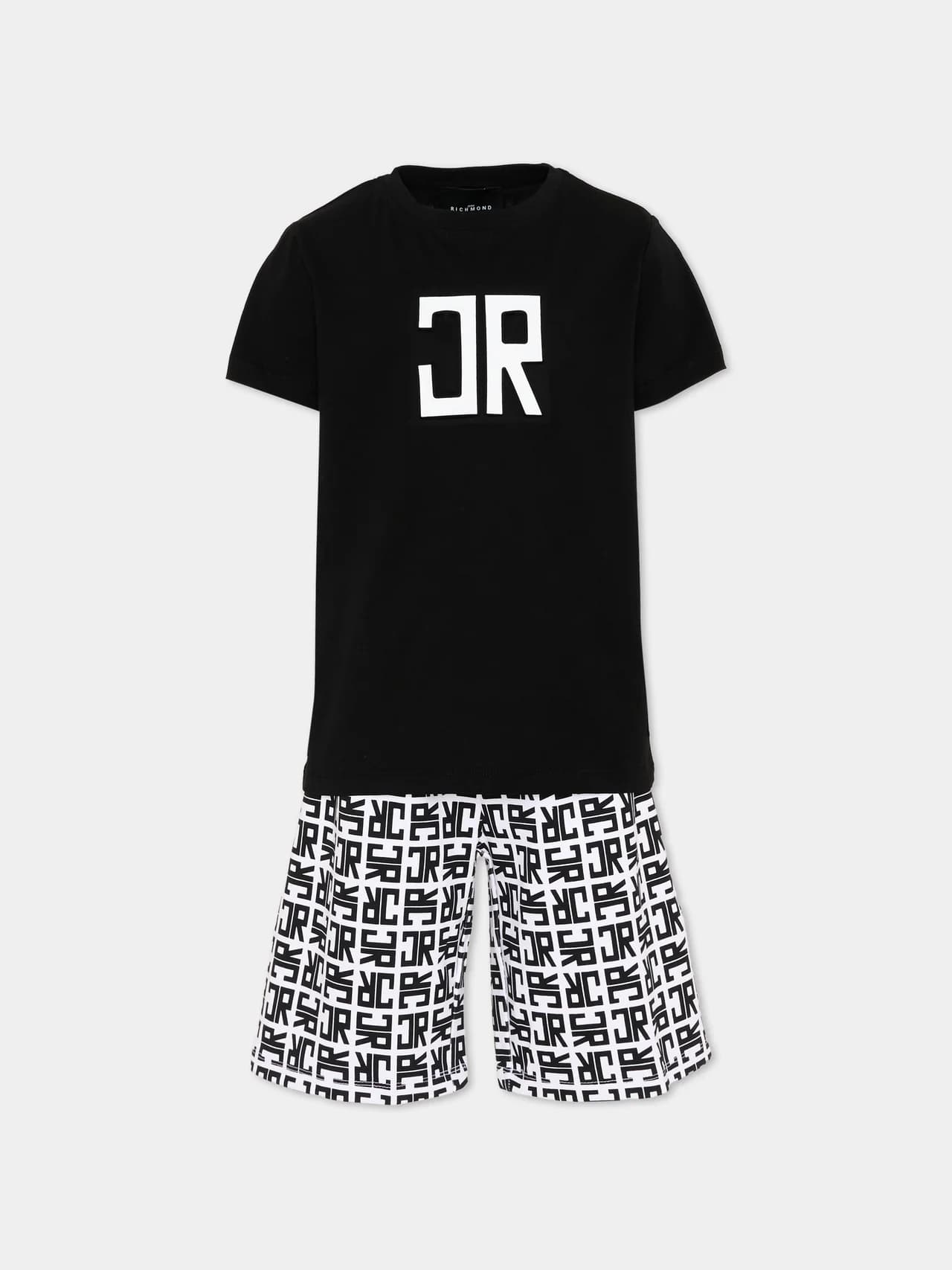 John Richmond Junior T-Shirt and Shorts Set ZAGA with JR Monogram