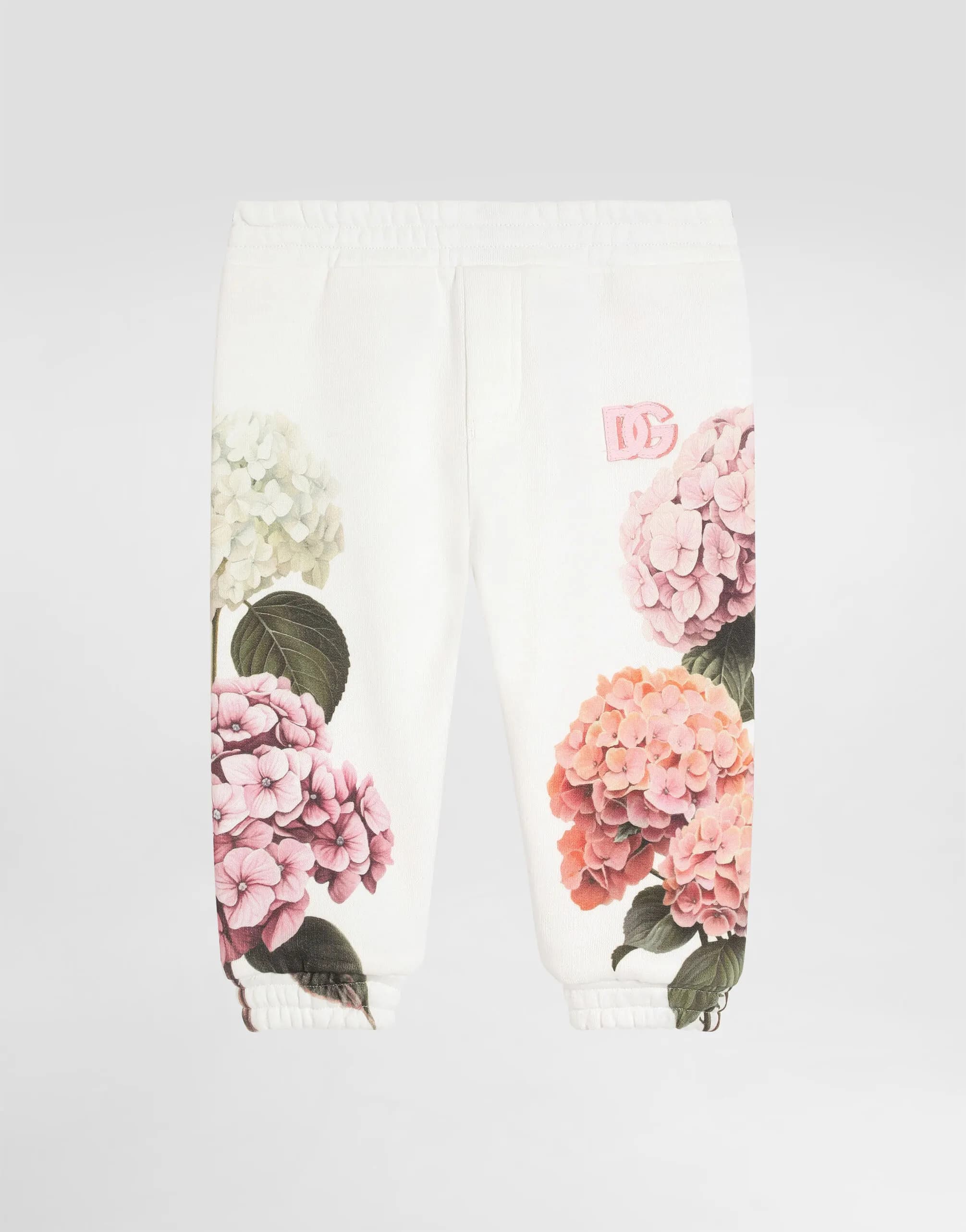Dolce & Gabbana Kids Hydrangea-Print Flannel Trousers with Patch