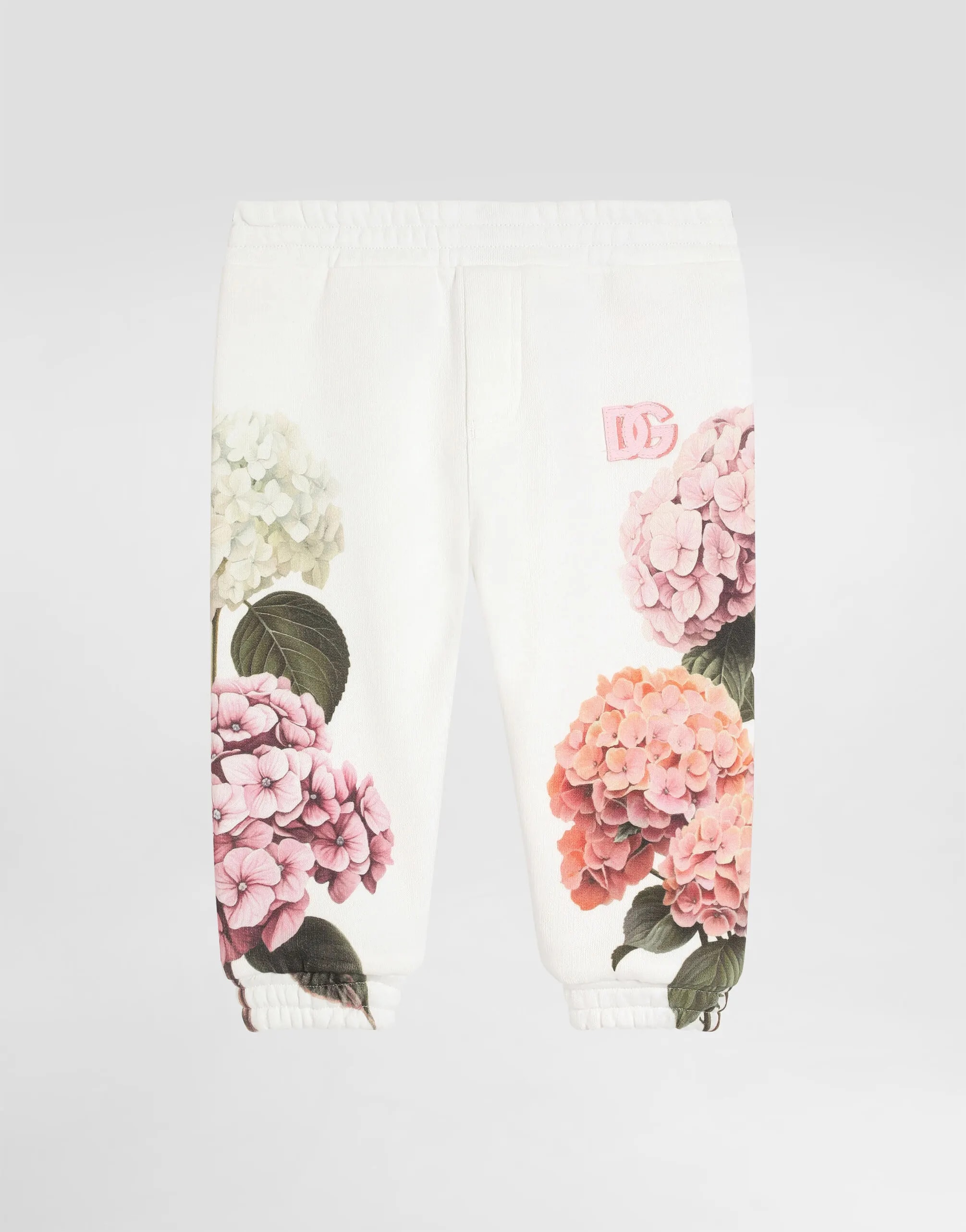 Dolce & Gabbana Kids Hydrangea-Print Flannel Trousers with Patch