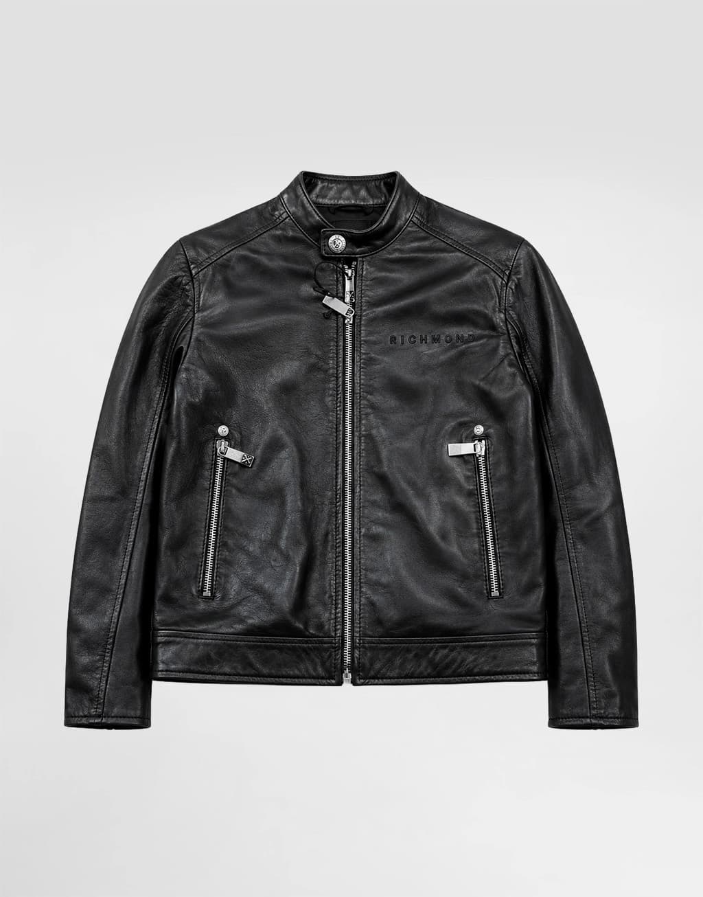 John Richmond Junior Black Leather Biker Jacket Pillok