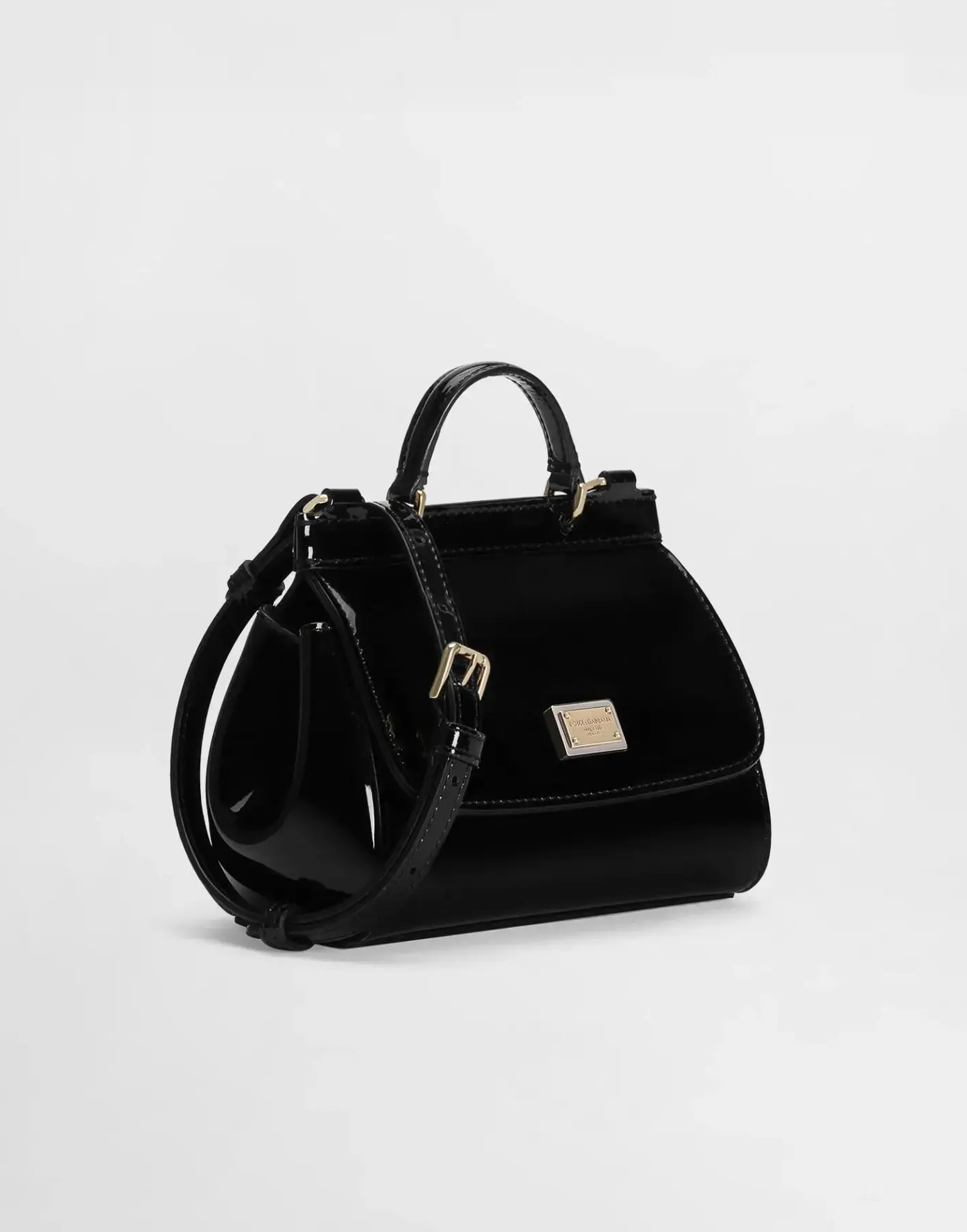 Dolce & Gabbana Kids Patent Leather Mini Sicily Bag in Black
