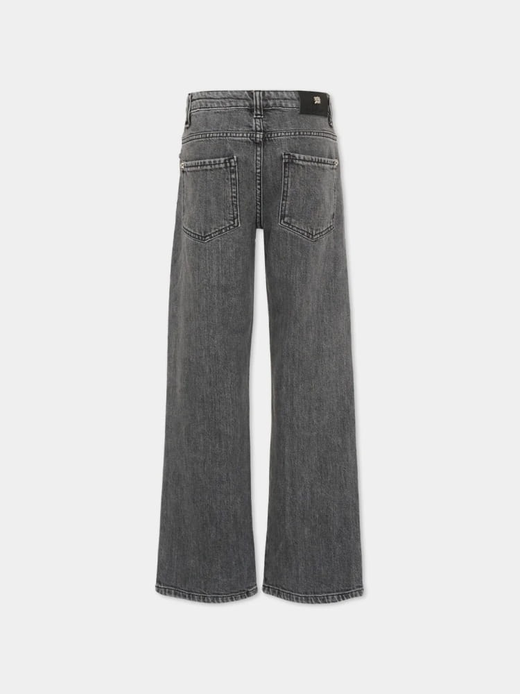 John Richmond Junior Black Denim Jeans Pariri with Logo Embroidery