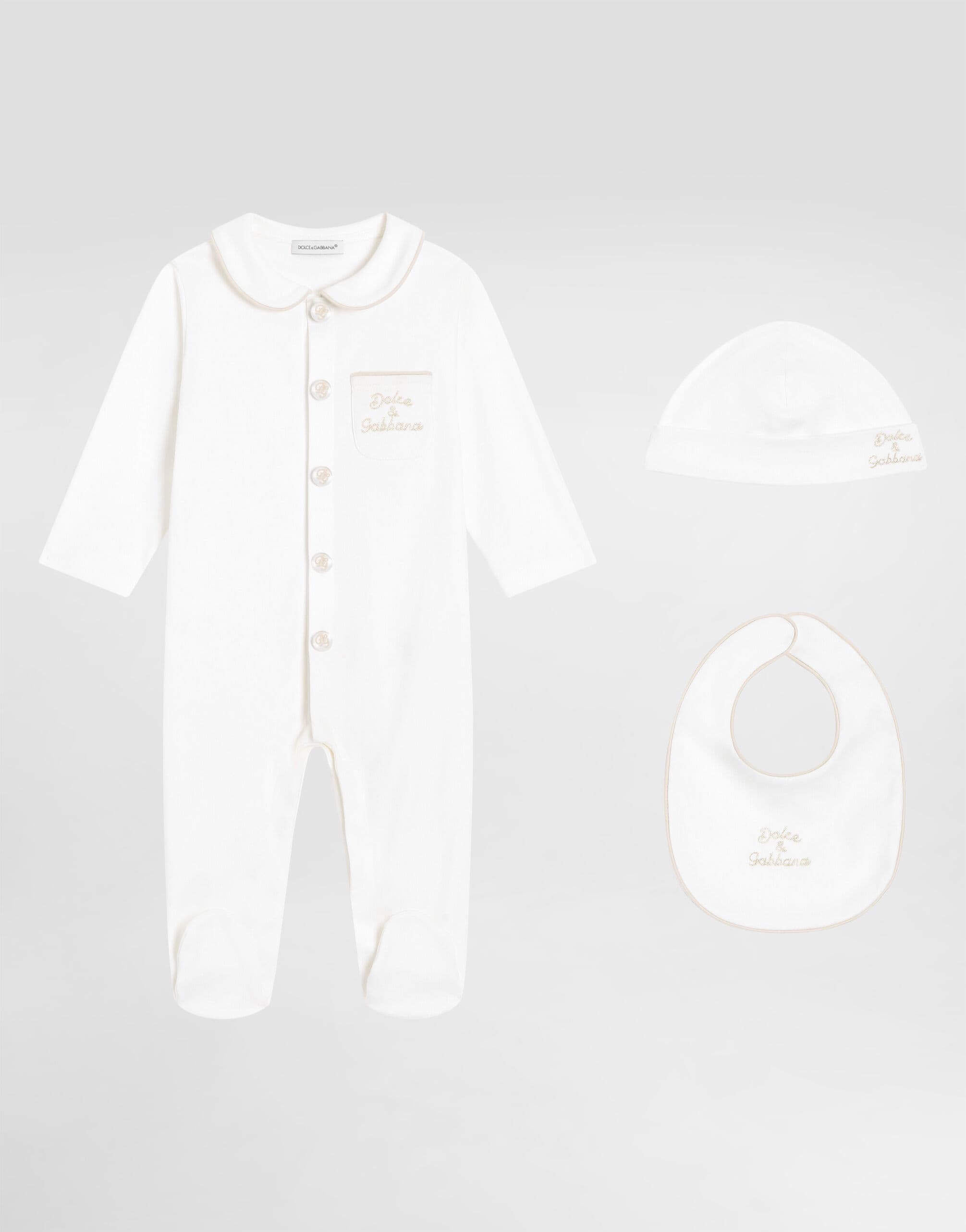 Dolce & Gabbana Kids 3-Piece Interlock Gift Set with Chain-Stitch Embroidery