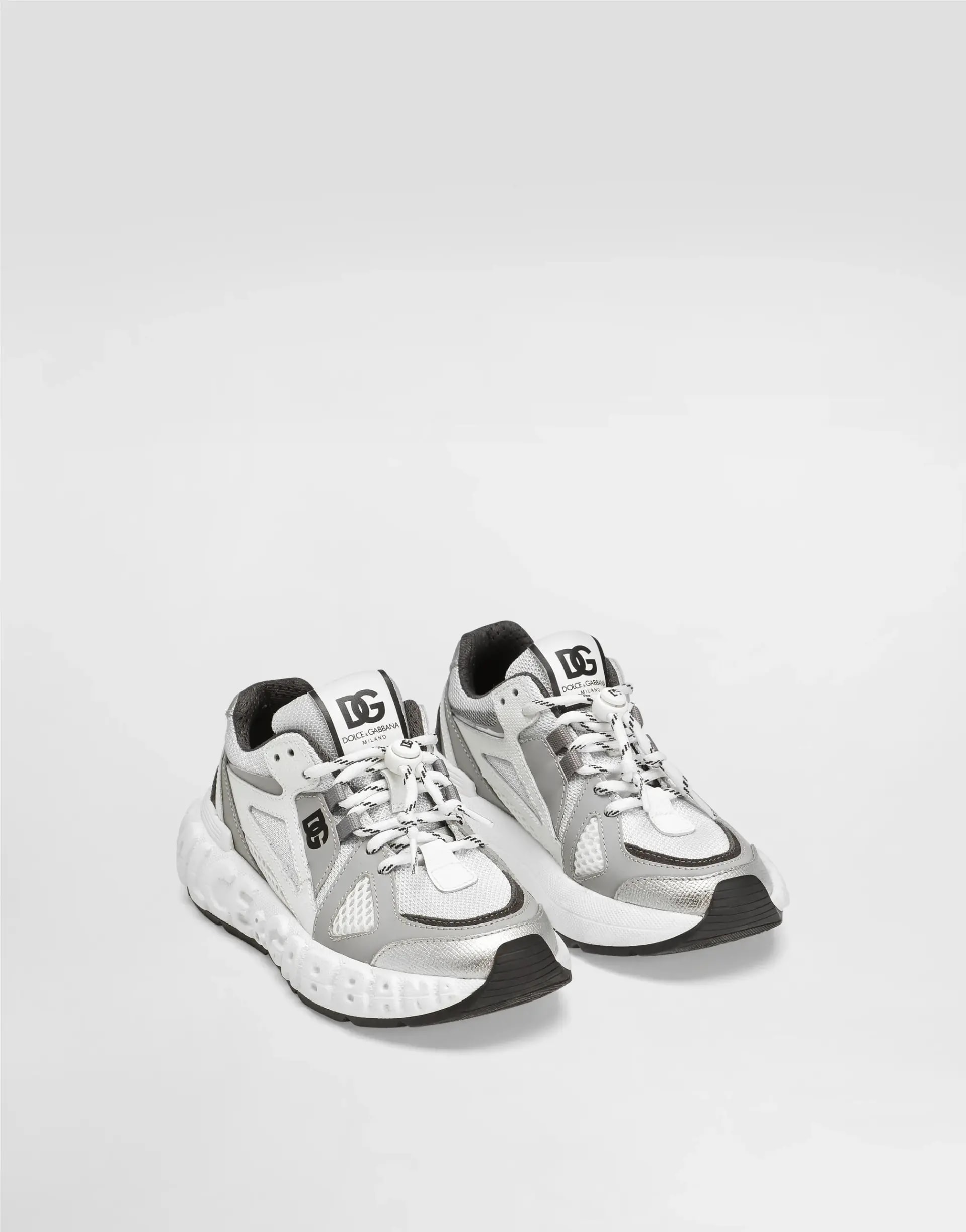 Dolce & Gabbana Kids Sneakers in mixed materials with DG logo