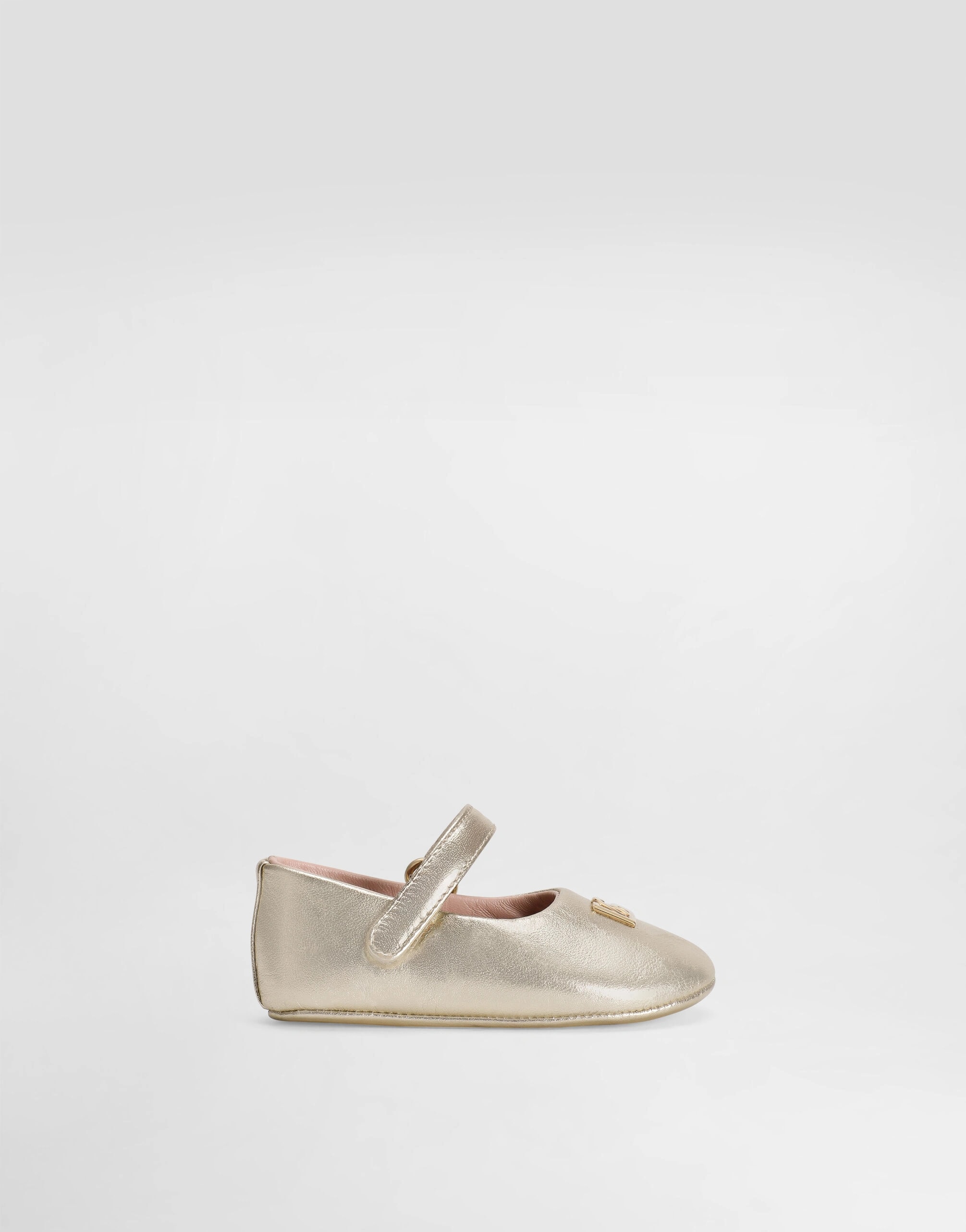 Dolce & Gabbana Kids Girls' Laminated Nappa Leather Ballet Flats Gold