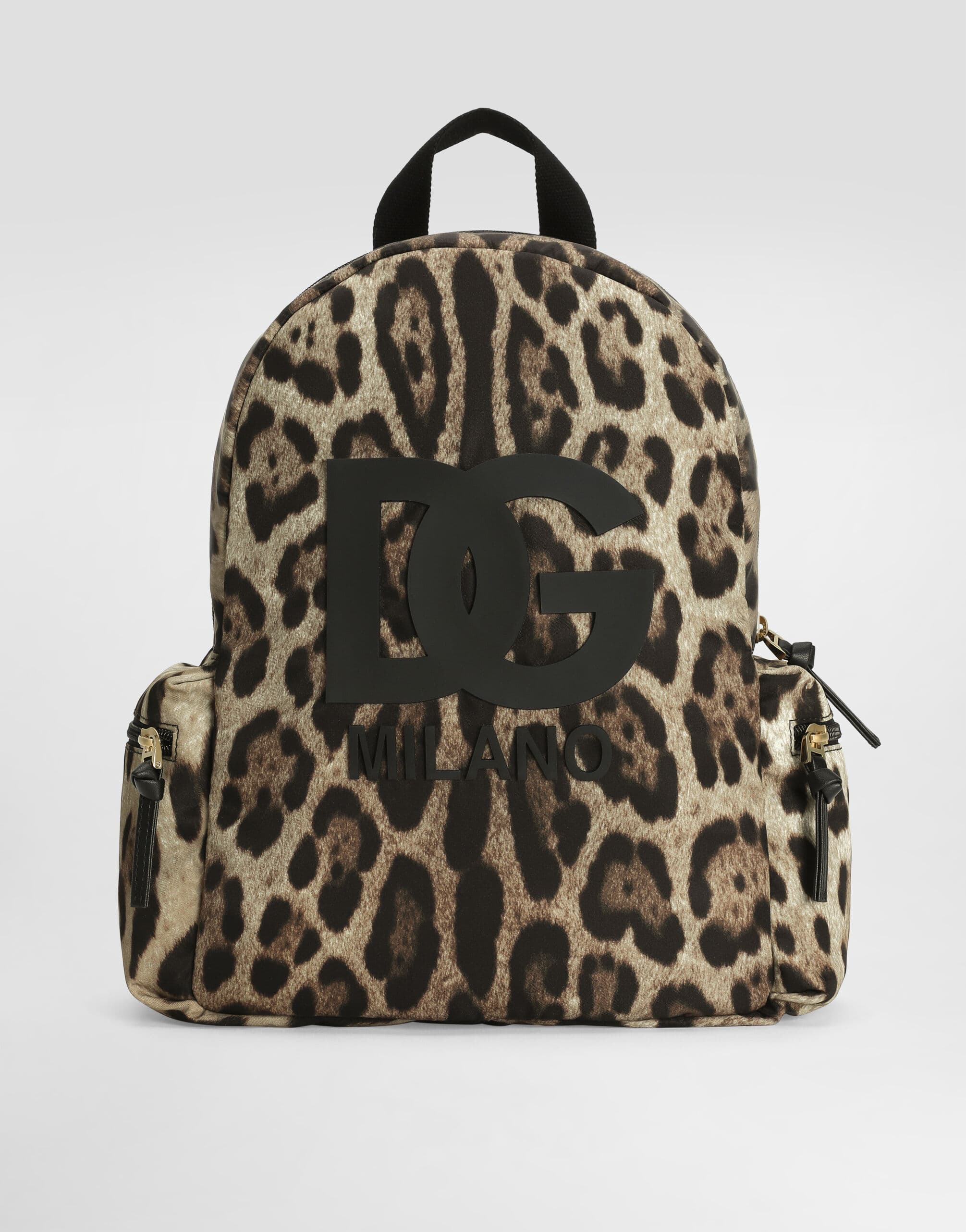 Dolce & Gabbana Kids Leo-Print Nylon Backpack with DG Logo