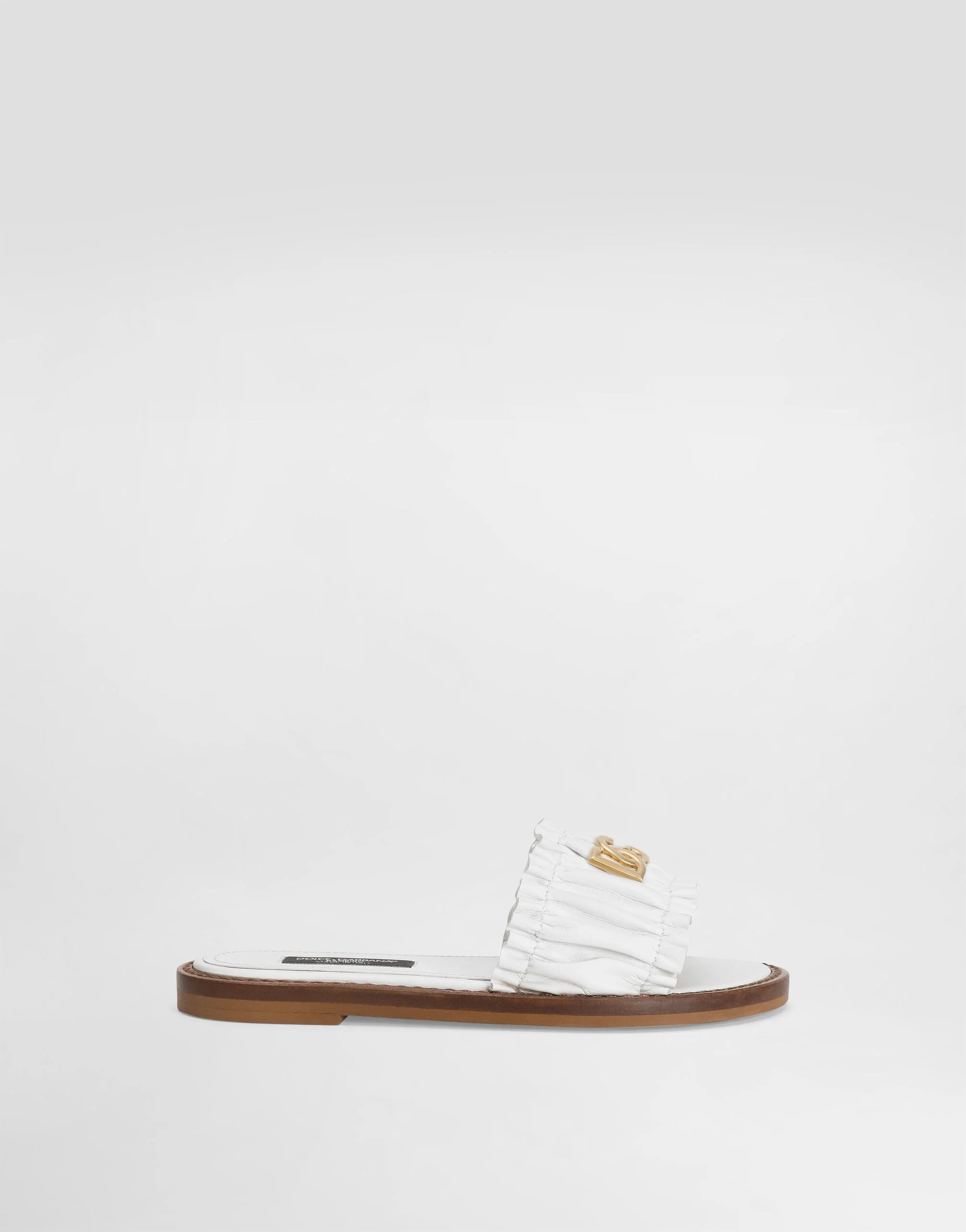 Dolce & Gabbana Kids Nappa Leather Flat Slippers