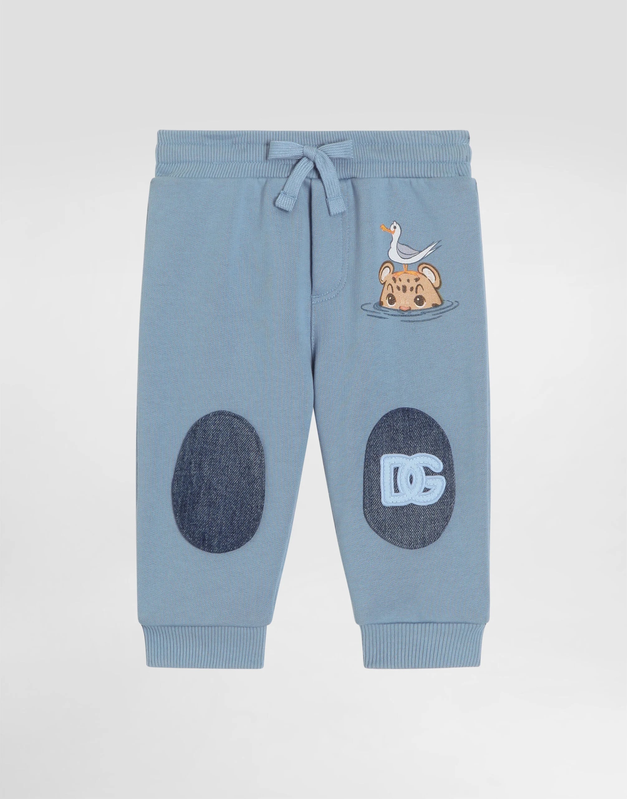 Dolce & Gabbana Kids Sweatpants with Leopard Print and Denim Patches