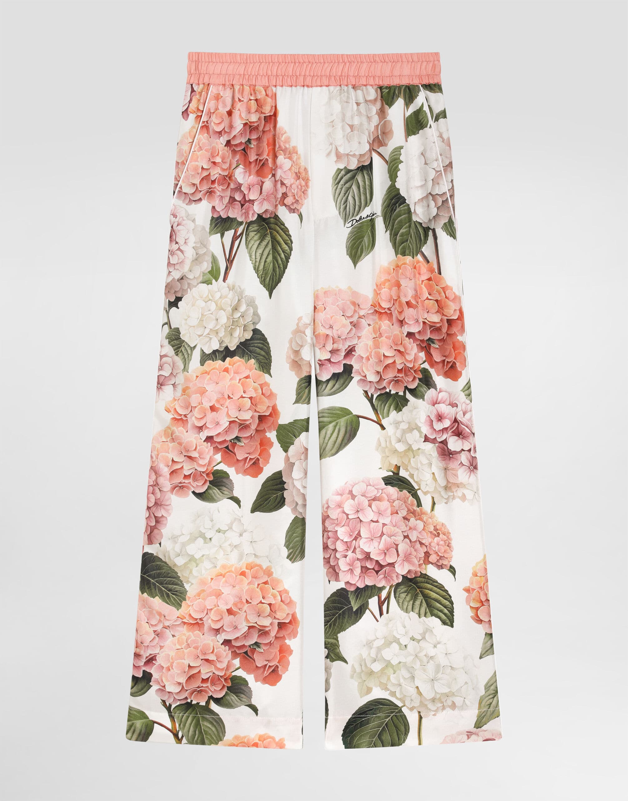 Dolce & Gabbana Kids' Hydrangea-Print Vanity Silk Twill Trousers