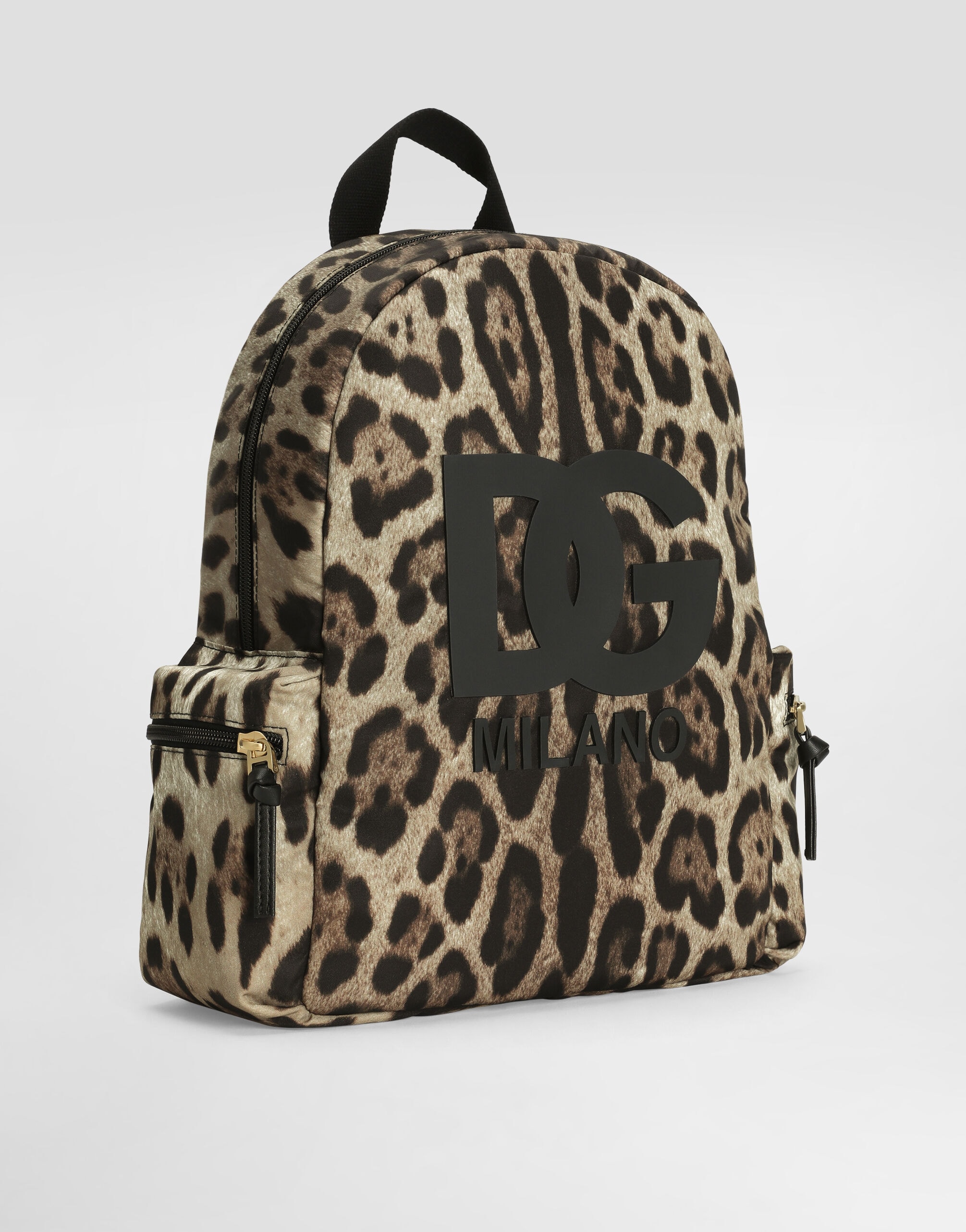Dolce & Gabbana Kids Leo-Print Nylon Backpack with DG Logo