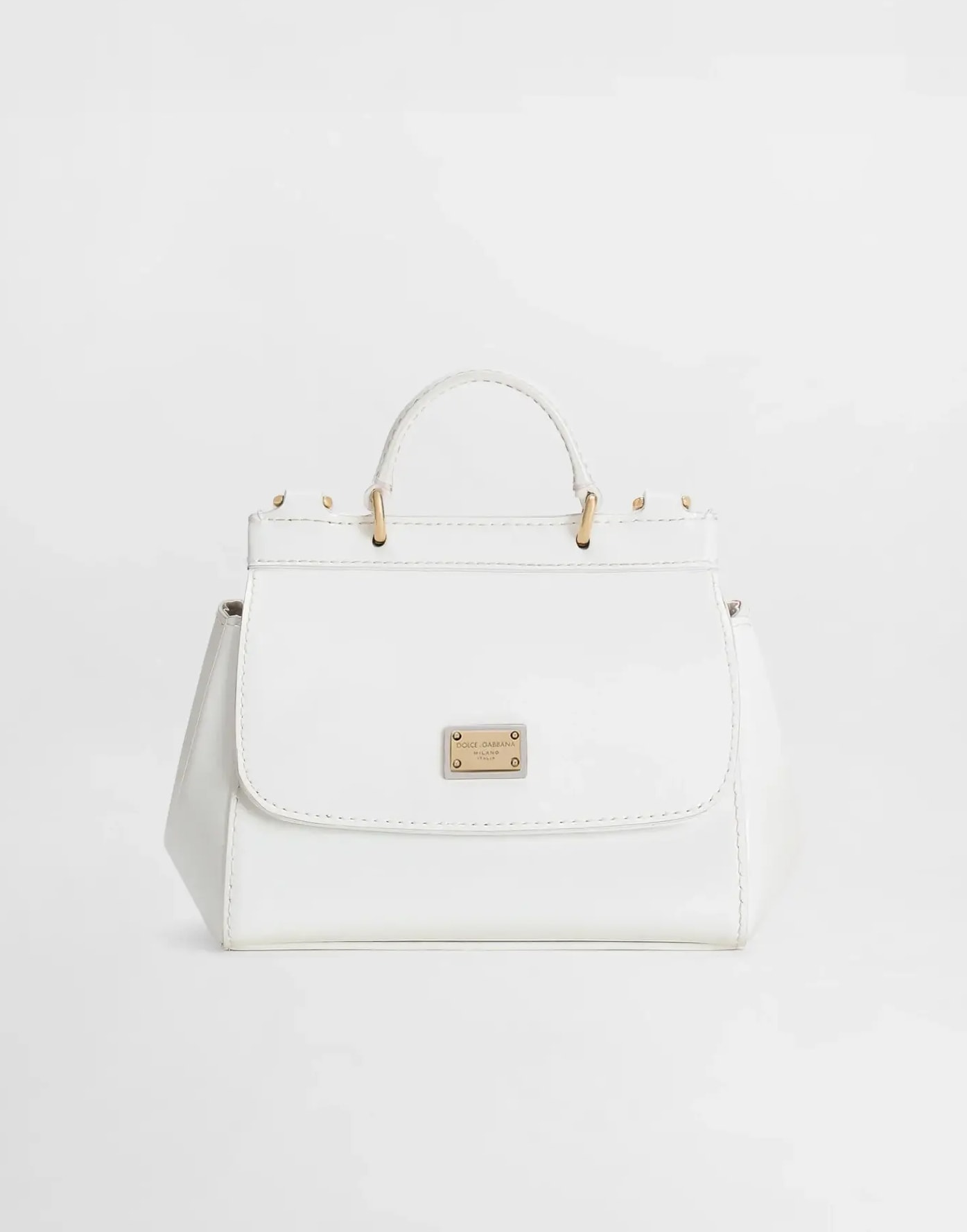 Dolce & Gabbana Kids' Patent Leather Mini Sicily Bag in White
