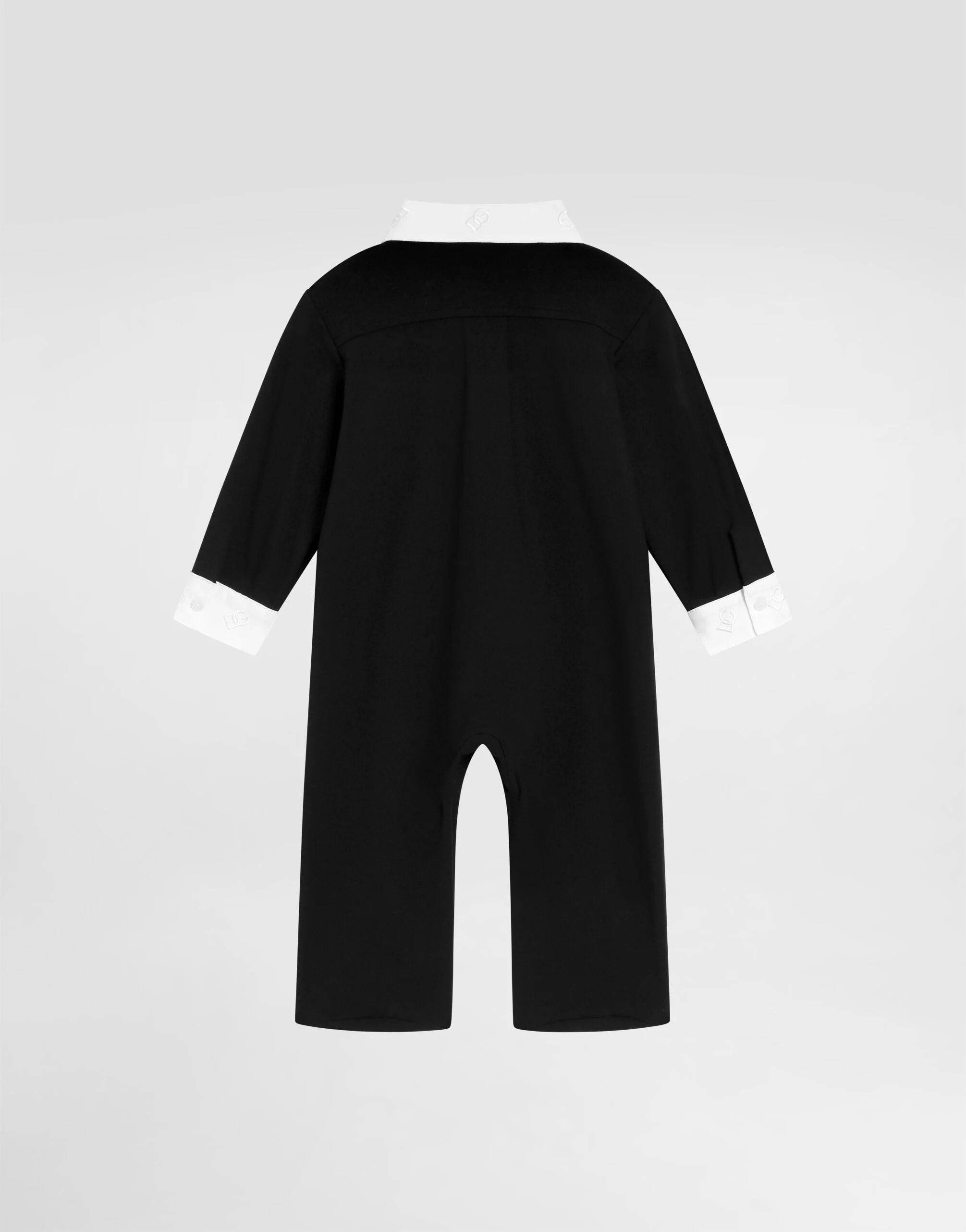 Dolce & Gabbana Kids Baby Interlock Romper with Embroidered Bow Tie