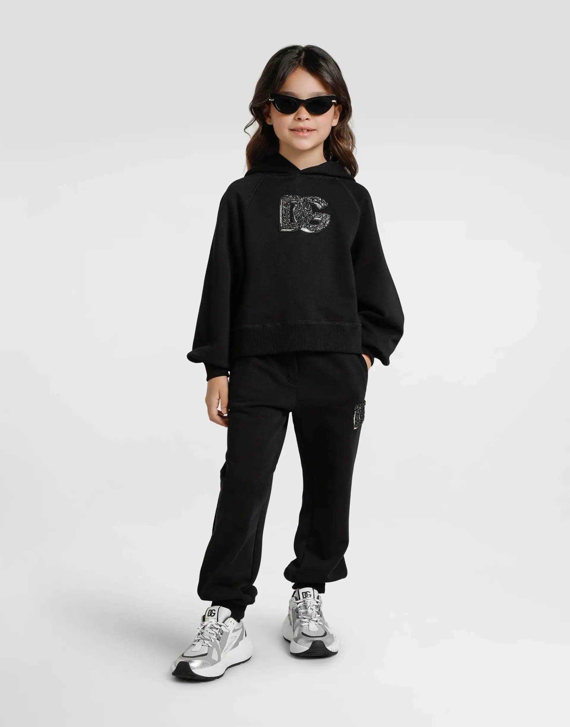 Dolce & Gabbana Hooded sweatshirt with logo and rhinestones